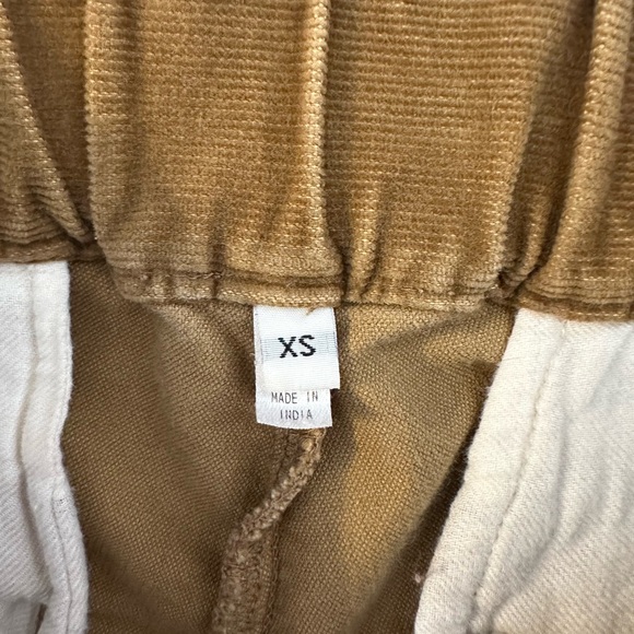 MUJI Corduroy Wide Leg Pants High Rise Pleated Brown XS Elastic Waist - Picture 3 of 9